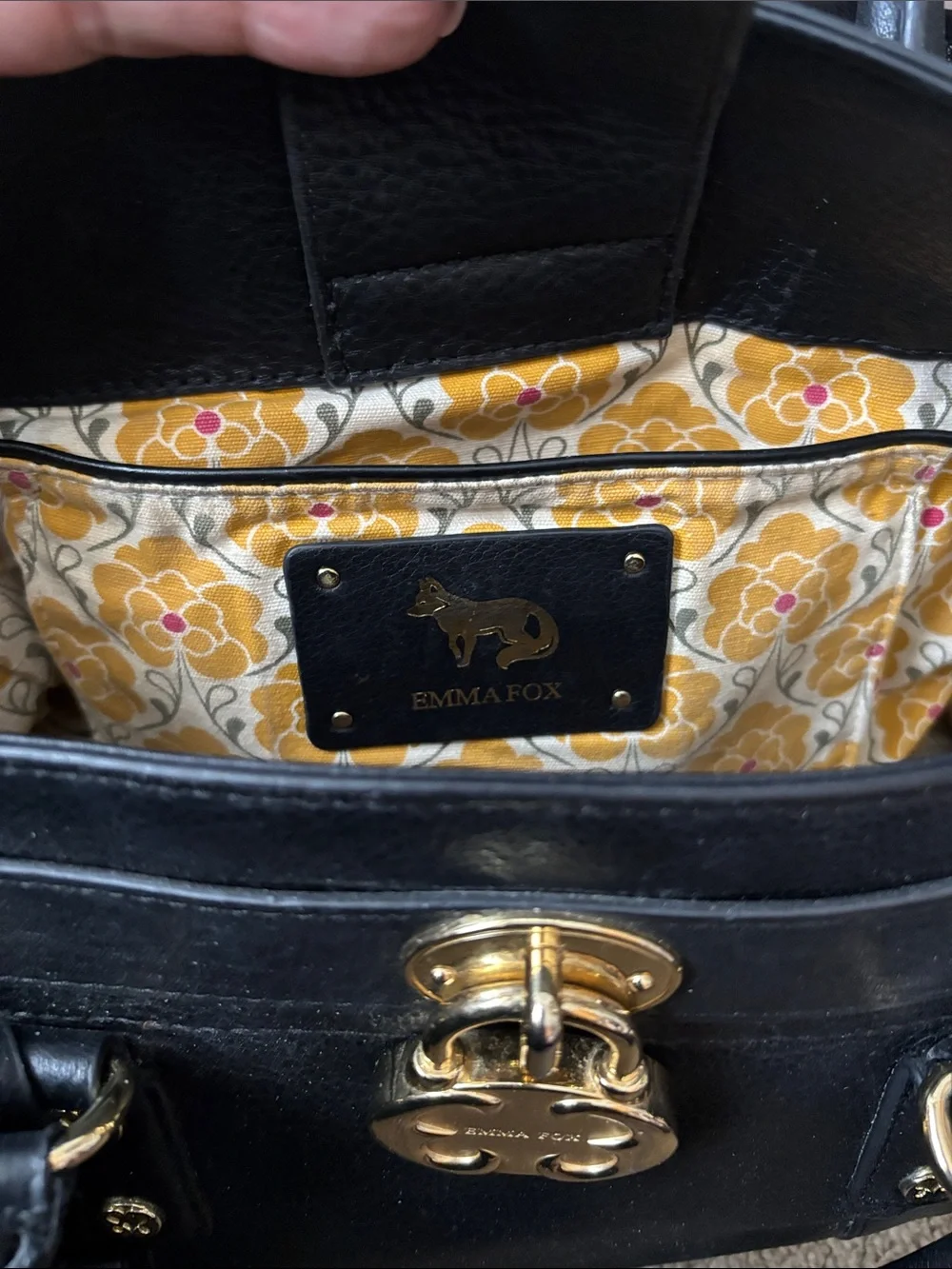 ⭐️Final Markdown⭐️Emma Fox Black Leather Shoulder Bag with Gold Hardware - Picture 8 of 12